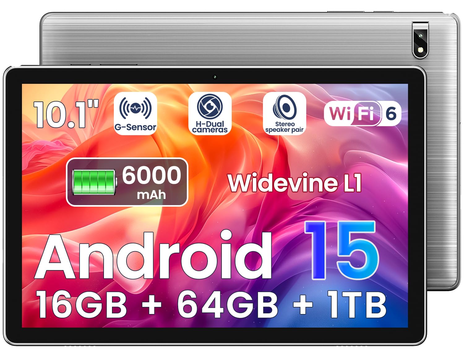 2026 Android Tablet, 10.1 Inch Android 15 Tablet Octa-Core, 16GB